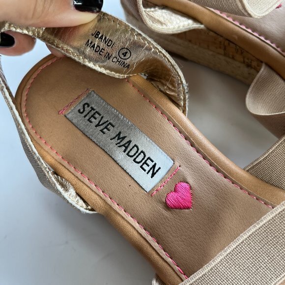 Steve Madden‎ Kids' Jbandi Espadrille Wedge Sandal, J Bandi, Natural Size 4 - Picture 4 of 7